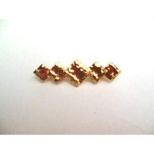 Cast Gold Tone Bar Brooch Overlapping Diamonds Textured Vintage